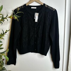 Luxxe Lane Black Lace Cardigan XL NWT